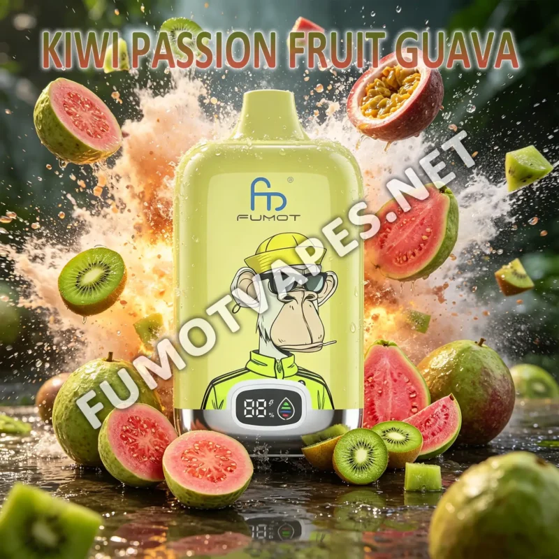 Fumot Digital Box 12000 Disposable Vape in Kiwi, Passion Fruit, and Guava Flavor