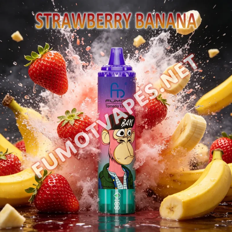 Fumot RandM Tornado 15000 Einweg-Vape in der Geschmacksrichtung Strawberry Banana