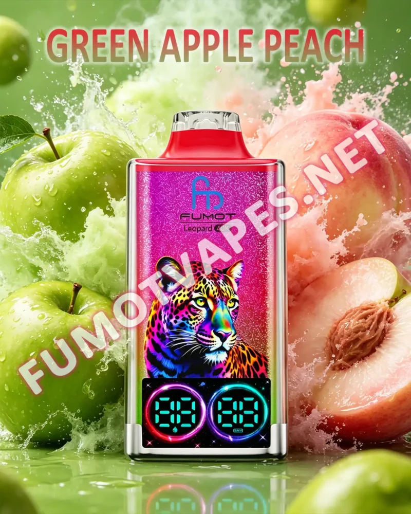 Fumot Leopard 40K Einweg-Vape in der Geschmacksrichtung Green Apple Peach