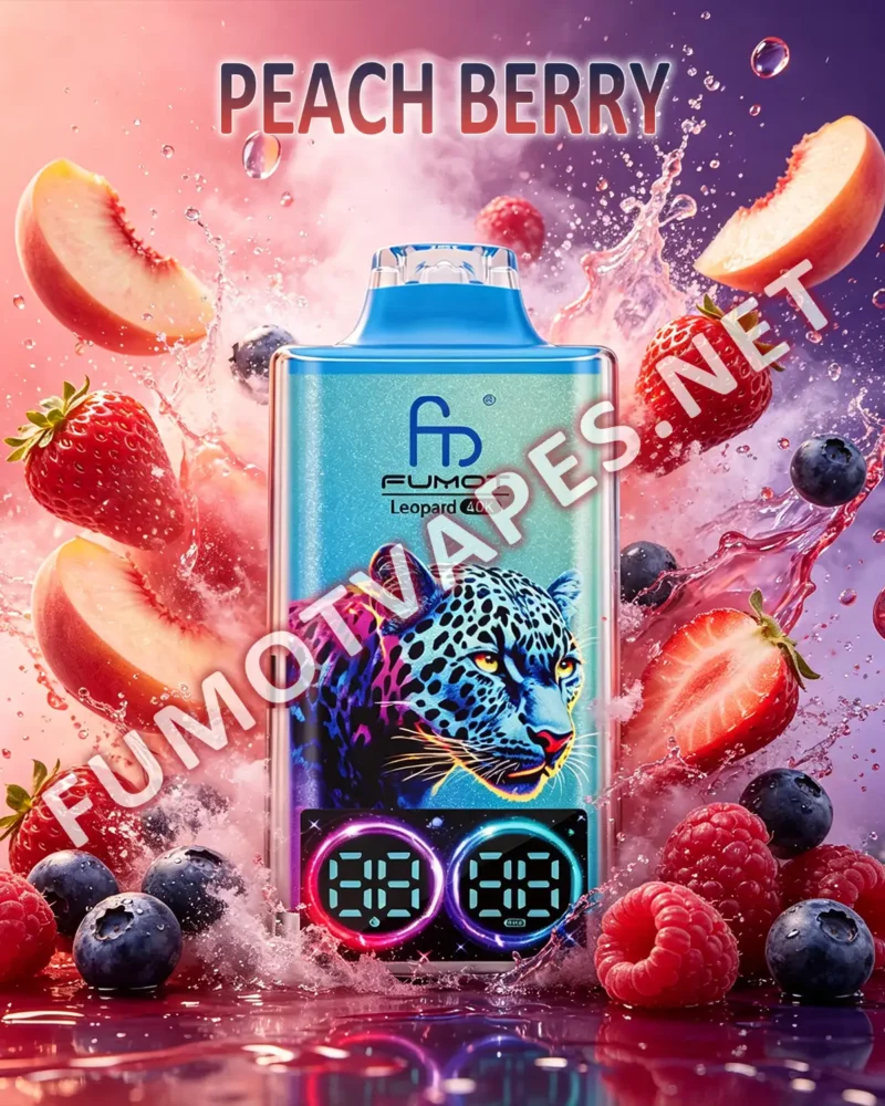 Fumot Leopard 40K Einweg-Vape in der Geschmacksrichtung Peach Berry